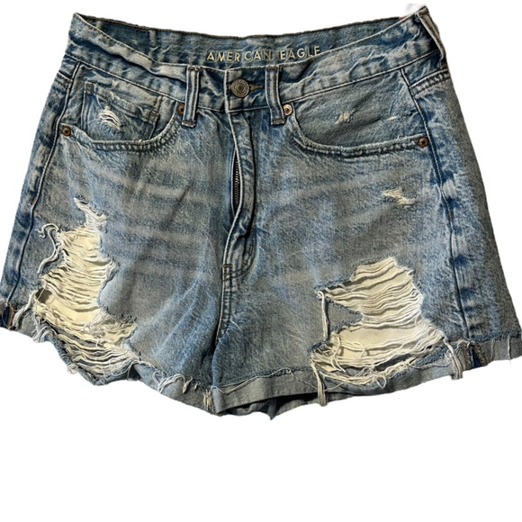 American Eagle Mom‎ Short Women's 6 Denim Jean Distressed Shorts Casual Summer - Picture 1 of 12